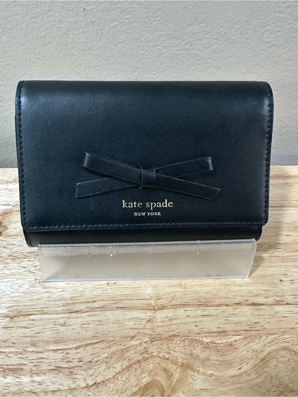 kate spade Black Bow Compact Leather Wallet